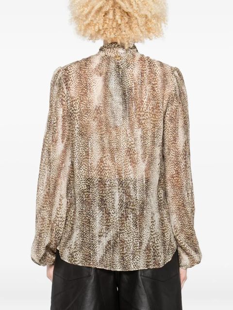 TWINSET animal-print tie-neck blouse - Brown
