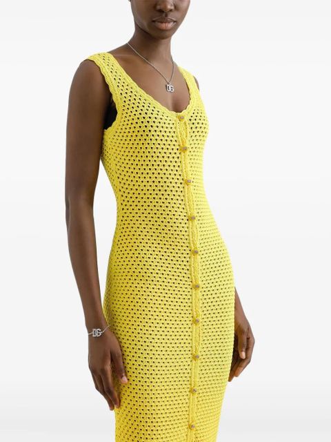 Dolce & Gabbana crochet-knit midi dress - Yellow