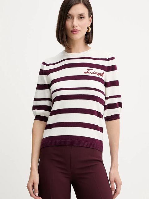 Twinset sweter z domieszką kaszmiru damski kolor bordowy lekki 252TP3090 - zdjęcie produktu nr 1