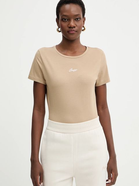BOSS Orange t-shirt bawełniany C Elove embro damski kolor beżowy 50554696 - zdjęcie produktu nr 1