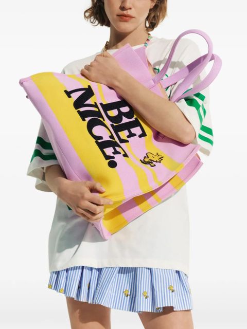 Essentiel Antwerp Peanuts™ graphic striped tote bag - Pink