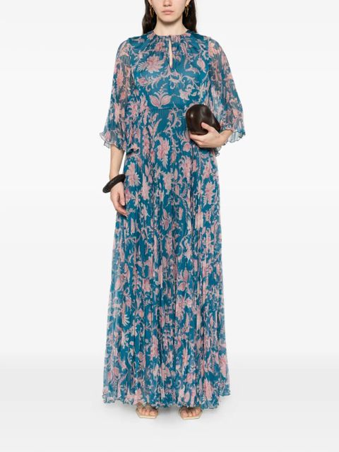 ETRO floral-pattern pleated dress - Blue - zdjęcie produktu nr 2