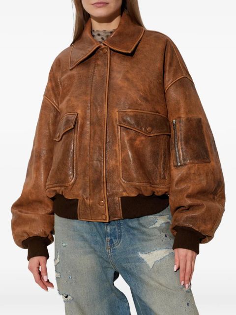 AMIRI pockets zip-up leather jacket - Brown - zdjęcie produktu nr 1