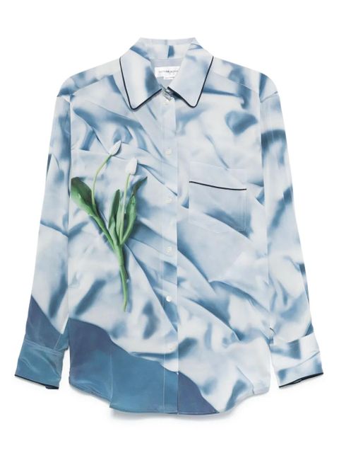 Victoria Beckham flowers satin pyjama shirt - Blue - zdjęcie produktu nr 1