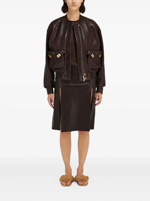 Ferragamo ribbed-trim patch-pocket bomber jacket - Brown - zdjęcie produktu nr 2