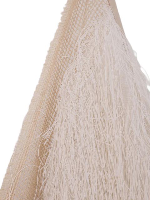 Alysi V-neck fringed top - Neutrals