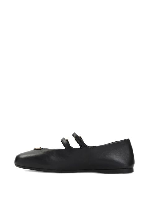 Prada double-buckle leather ballet flats - Black
