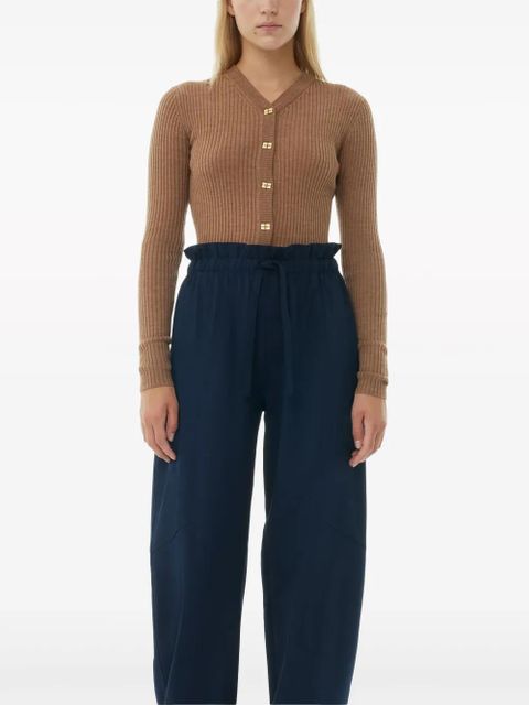 GANNI elasticated-waist trousers - Blue