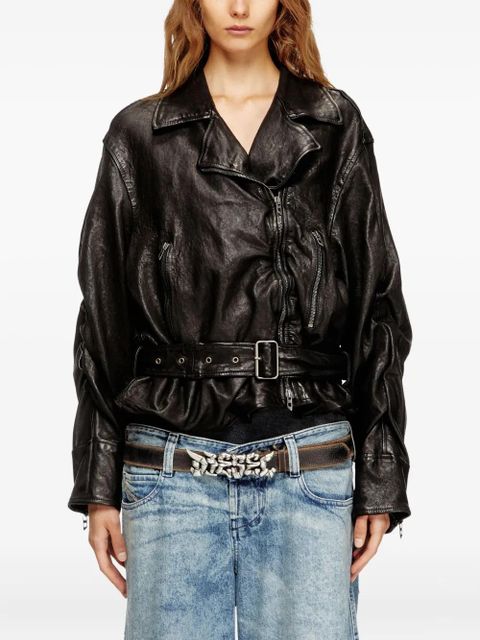 Diesel L-Oys asymmetric-zip leather jacket - Black