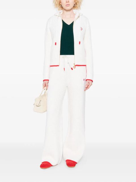 Casablanca contrast-trim waffle-knit trousers - Neutrals