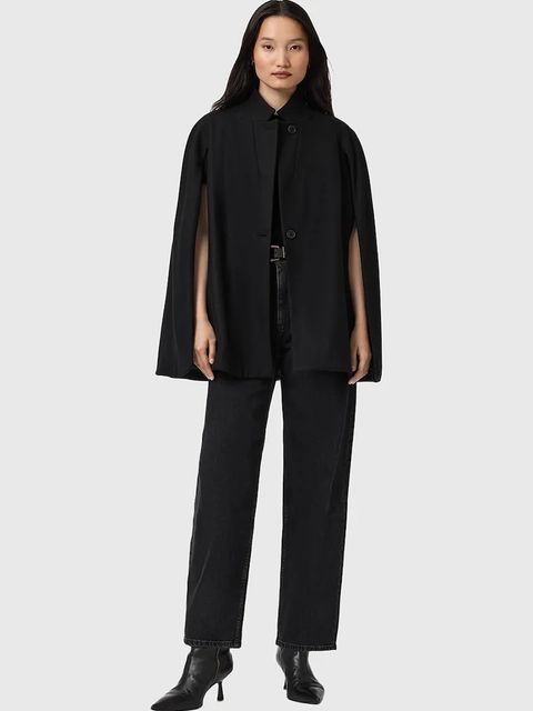 AllSaints płaszcz z dodatkiem wełny kolor czarny W102OD