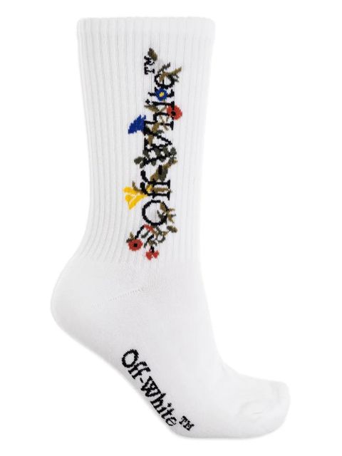 Off-White floral-embroidered rib socks