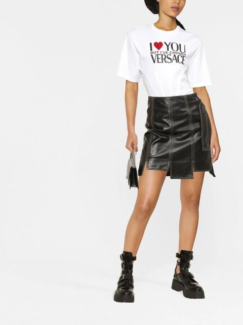 Versace slogan-print cotton T-shirt - White