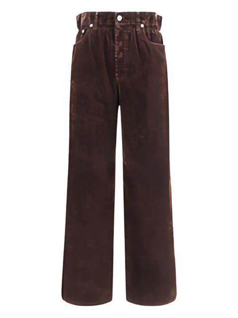 Miu Miu elastic-waist velvet trousers - Brown - zdjęcie produktu nr 1