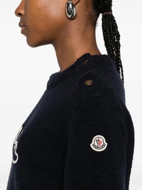 Moncler button crew-neck sweater - Blue