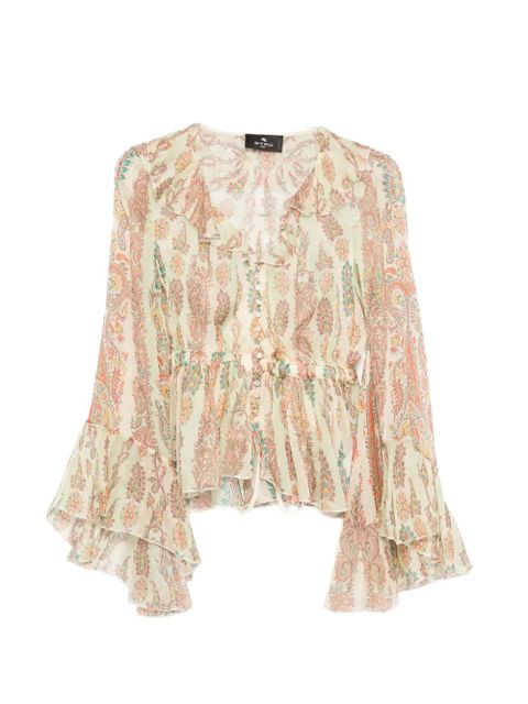 ETRO ruffled paisly-print blouse - Green - zdjęcie produktu nr 1