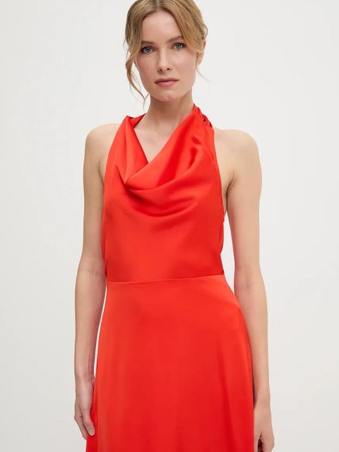 Answear.LAB sukienka kolor czerwony maxi rozkloszowana