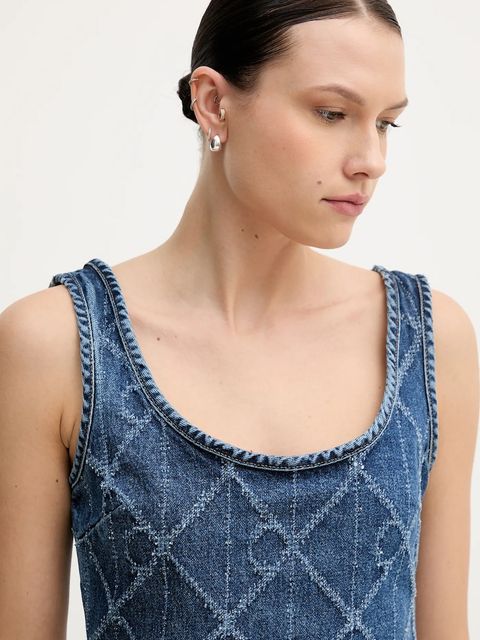 Calvin Klein Jeans top jeansowy kolor granatowy LV047D708G