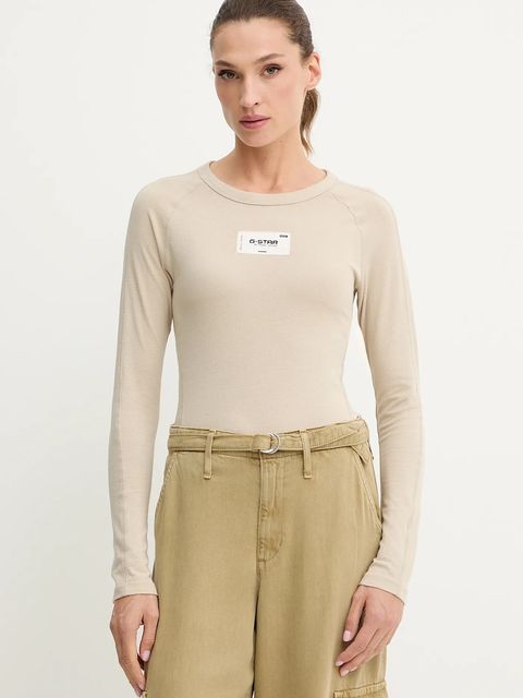 G-Star longsleeve bawełniany kolor beżowy D27740.D961 - zdjęcie produktu nr 1