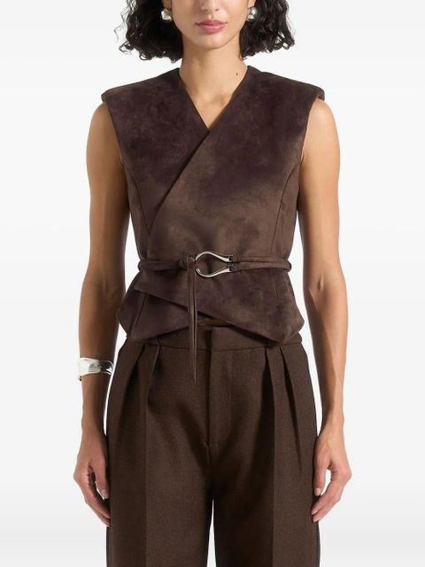 Manière De Voir Jeanne belted wrap suede waistcoat - Brown - zdjęcie produktu nr 1