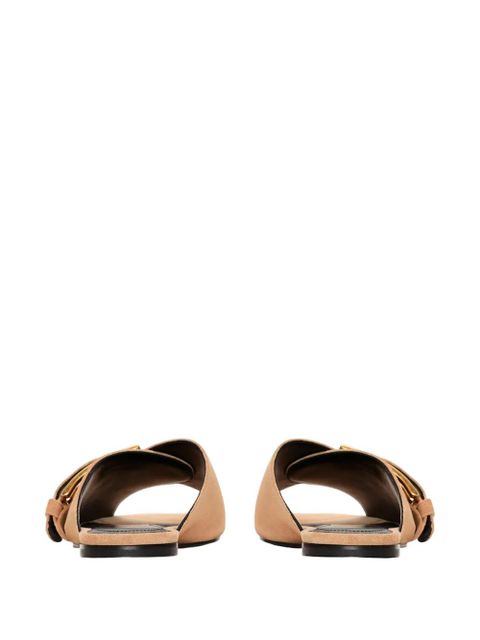 Balmain flat suede leather Anthem mules - Neutrals