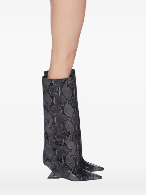 The Attico 65mm snakeskin-print boots - Black