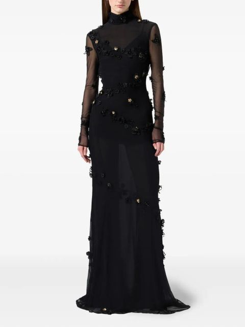 Blumarine floral-embellished maxi dress - Black - zdjęcie produktu nr 2