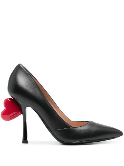 Moschino 105mm heart-appliqué leather pumps - Black - zdjęcie produktu nr 1