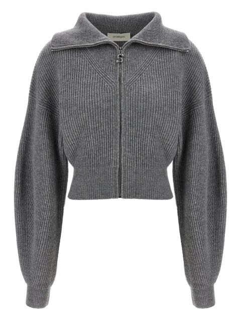 Sportmax ribbed wool-cashmere blend zip-front cardigan - Grey - zdjęcie produktu nr 1