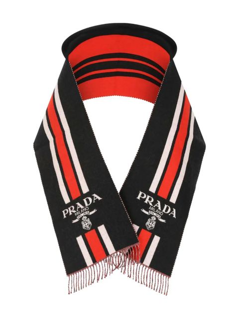 Prada striped logo scarf - Black - zdjęcie produktu nr 1