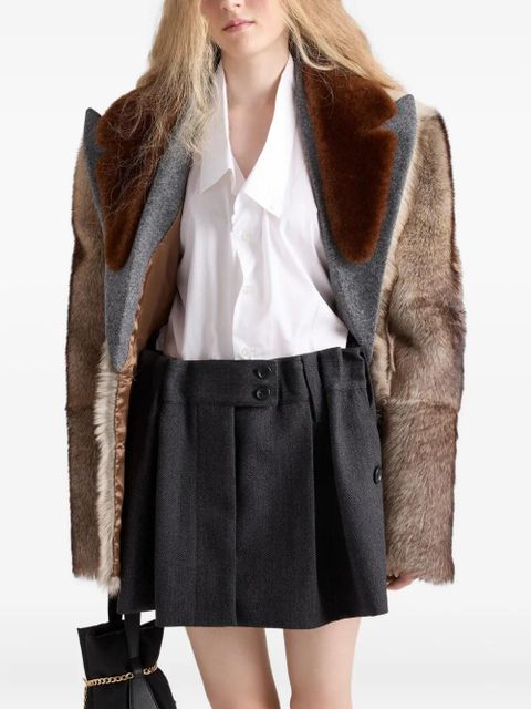 Prada chevron-pattern pleated mini skirt - Grey