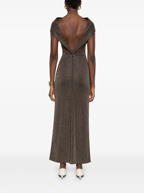 Max Mara lurex-detail dress - Brown