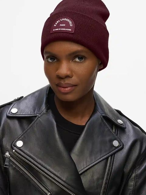 Karl Lagerfeld czapka z domieszką wełny K/RSG kolor bordowy A4W33107