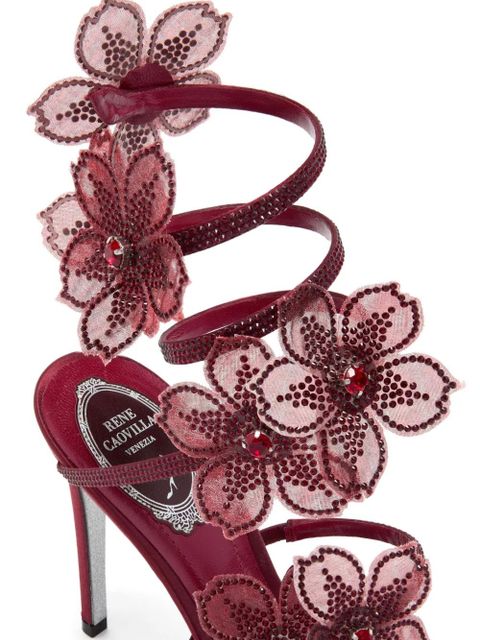 René Caovilla 105mm crystal-flower embellished sandals - Red - zdjęcie produktu nr 2