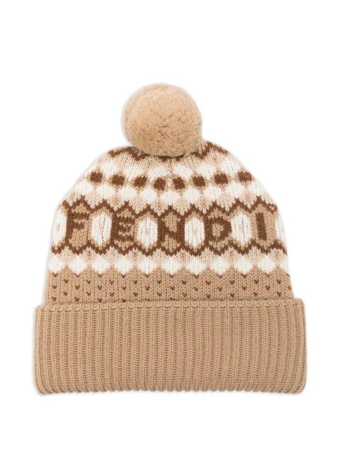 FENDI pompom nordic beanie - Neutrals - zdjęcie produktu nr 1