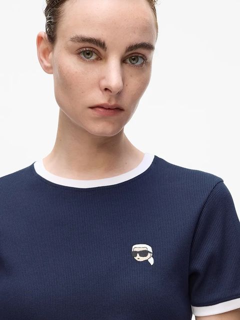 Karl Lagerfeld t-shirt IKON damski kolor granatowy A4W17097
