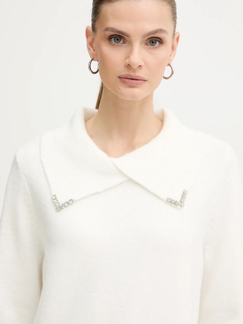 Morgan sweter z domieszką wełny damski kolor beżowy MISTRAL