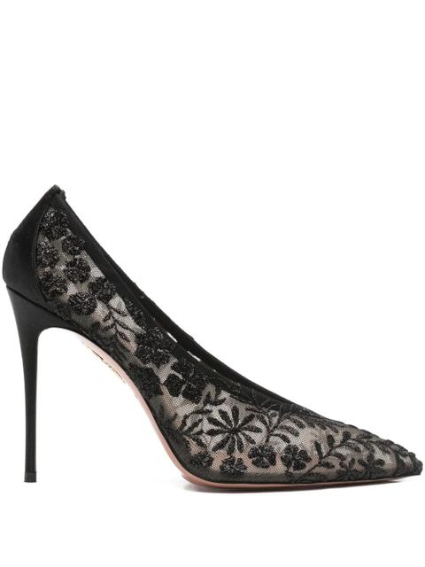 Aquazzura Mon Amour 105 tulle satin pumps - Black - zdjęcie produktu nr 1