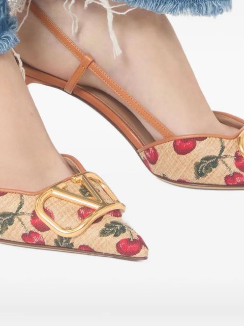 Valentino Garavani 80mm VLogo Signature cherryfic-print pumps - Neutrals