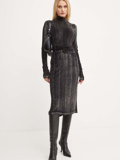 Diesel longsleeve treningowy T-SLIMY kolor czarny z półgolfem A14748.0AJCP