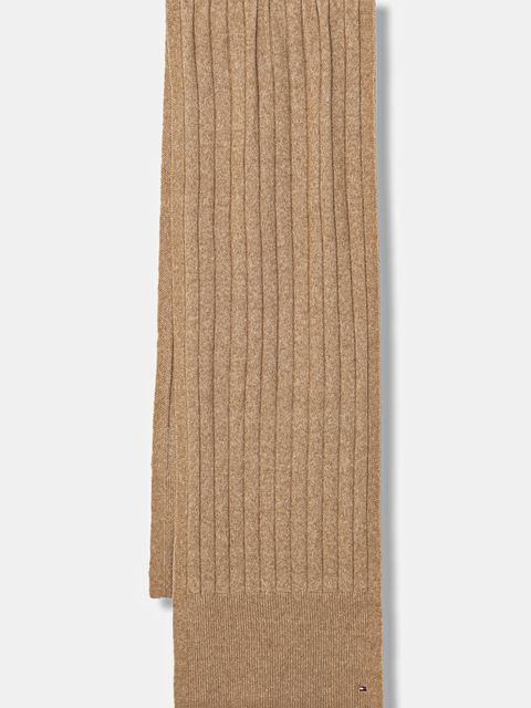 Tommy Hilfiger szalik z dodatkiem wełny damski kolor beżowy gładki AW0AW17787 - zdjęcie produktu nr 1