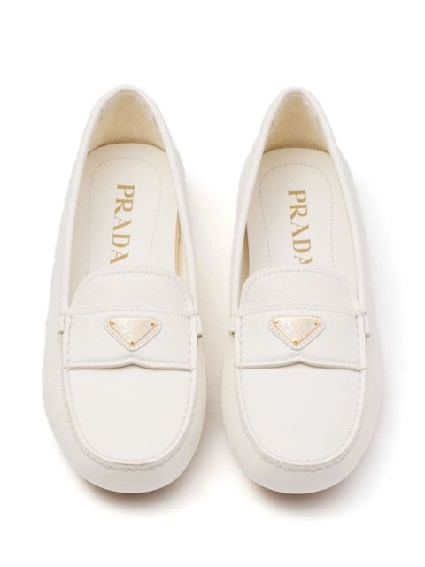 Prada enamel triangle-logo leather loafers - Neutrals - zdjęcie produktu nr 2