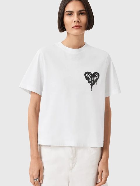 AllSaints t-shirt TRIP damski kolor biały z nadrukiem W033JD