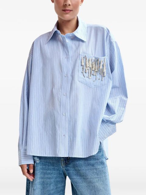 Essentiel Antwerp striped embellished-pocket shirt - Blue