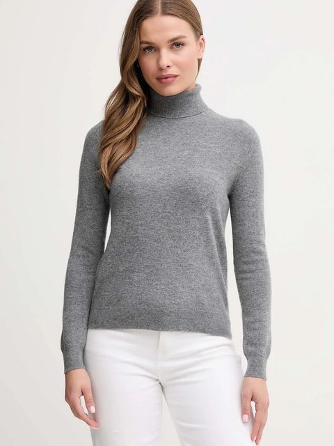 United Colors of Benetton sweter wełniany damski kolor szary z golfem 1002D2348 - zdjęcie produktu nr 1