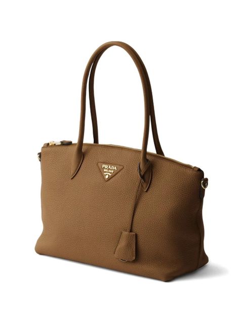 Prada large logo-detail tote bag - Brown