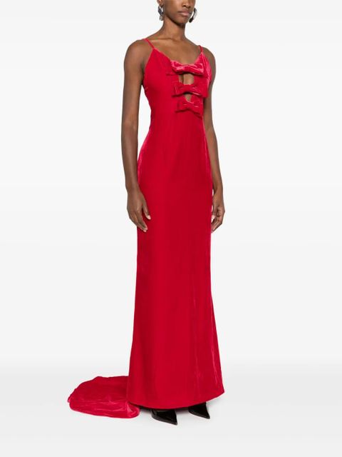 Alessandra Rich bow velvet gown - Red - zdjęcie produktu nr 2