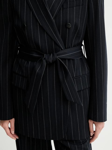 Rag & Bone marynarka z dodatkiem wełny kolor granatowy dwurzędowa wzorzysta RA8925F4MCN