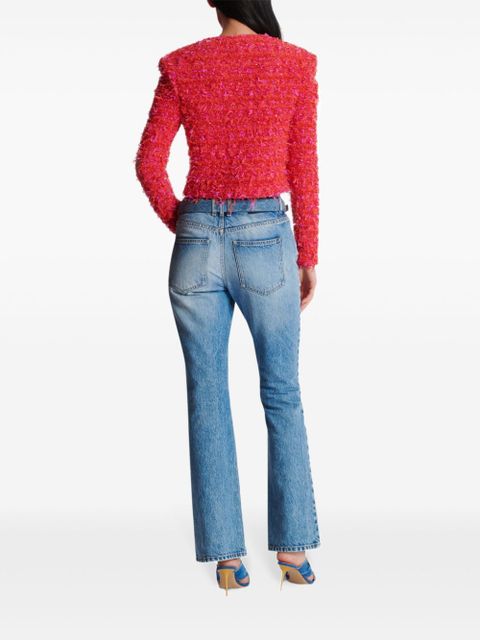 Balmain cropped tweed jacket - Red