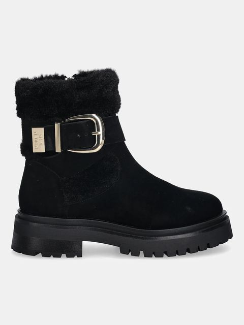 Steve Madden botki zamszowe dziecięce Lodge damskie kolor czarny na płaskim obcasie 11004980 - zdjęcie produktu nr 2